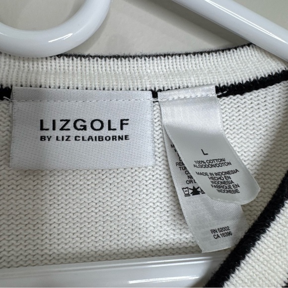 Liz Claiborne Sport Cotton Golf Novelty Print Collegiate Preppy Sweater Large - Picture 2 of 10